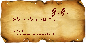 Gázmár Géza névjegykártya